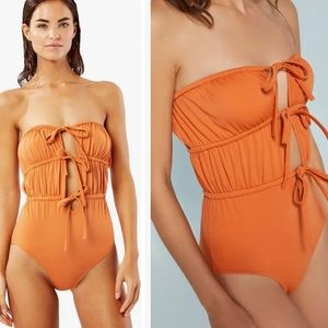 Solid and Striped Paula Strapless One Piece Bathing Suit worn once